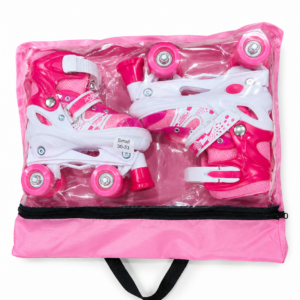 Kids Adjustable Roller Skates – Pink & White | Asia Sports